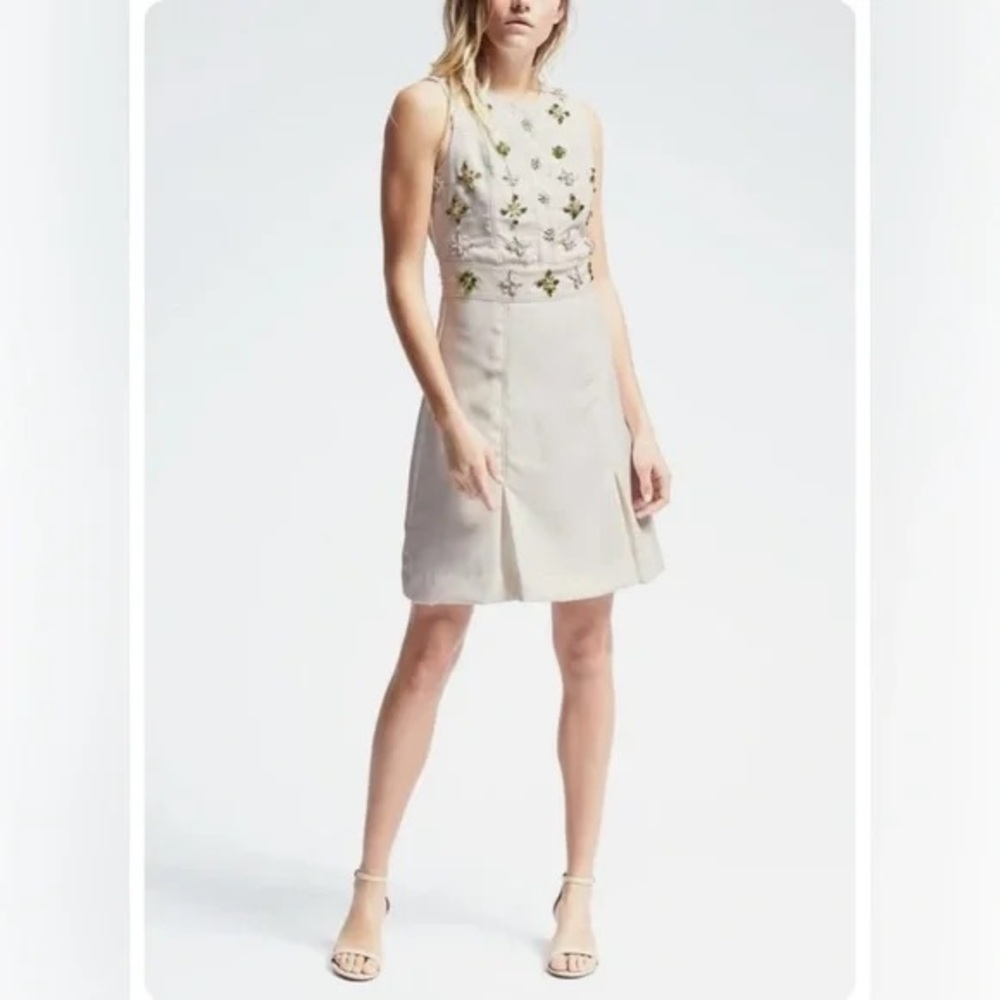 Banana Republic Cream Floral Mini Dress